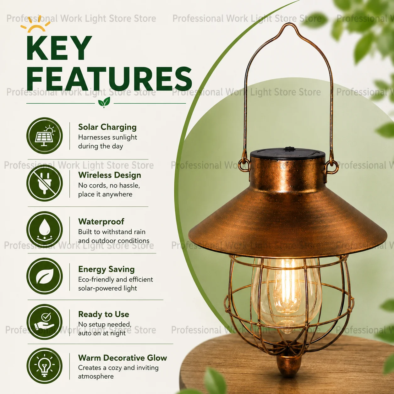 Hanging Lantern Retro Solar Iron Art Lantern Led Solar Light Solar Decorative Vintage Pathway Lamp with Handle Outdoor Metal