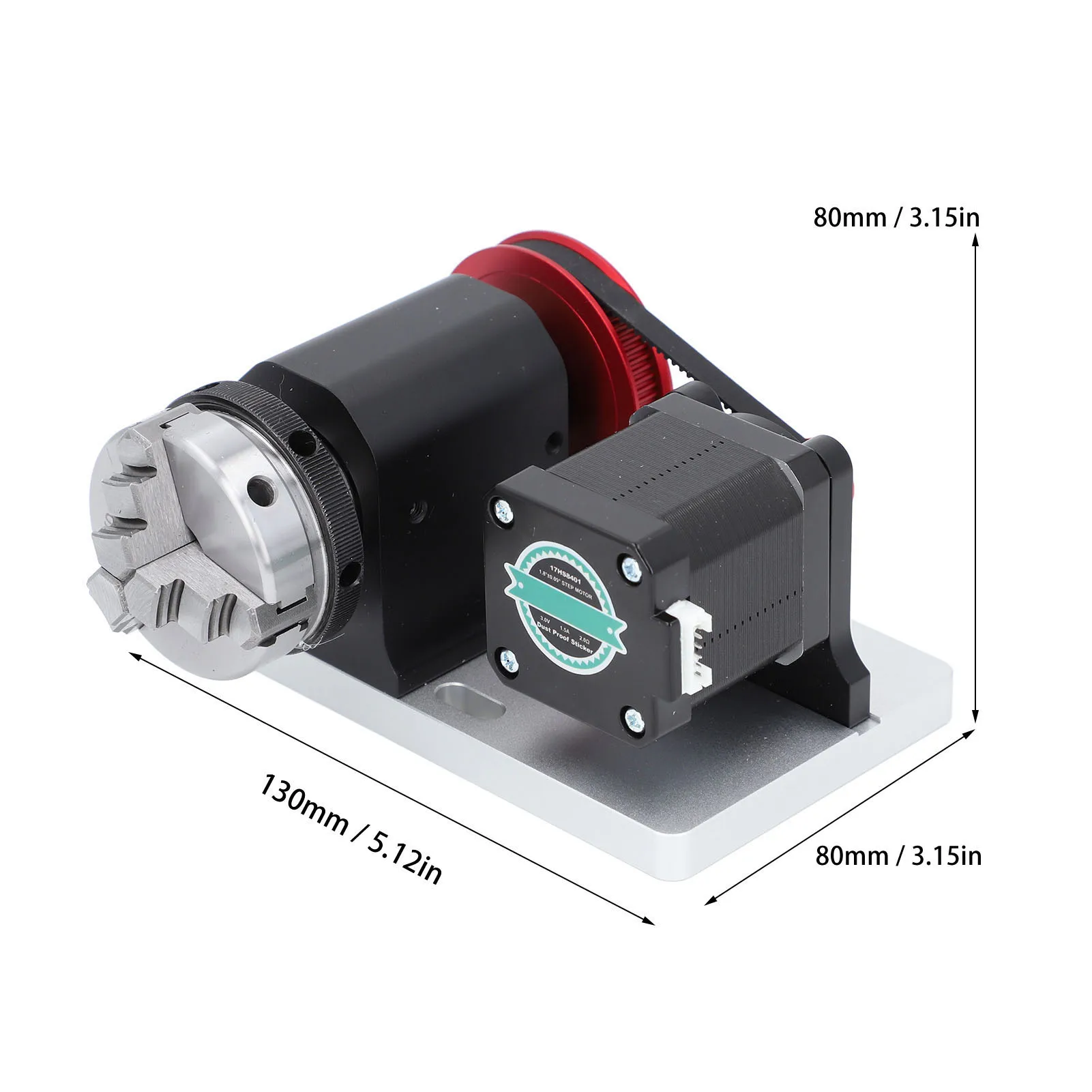 CNC Rotary Module Kit CNC Rotating Module 4:1 Belt Reduction Ratio Rust Prevention 4-60mm Diameter Chuck for Engraving Machine