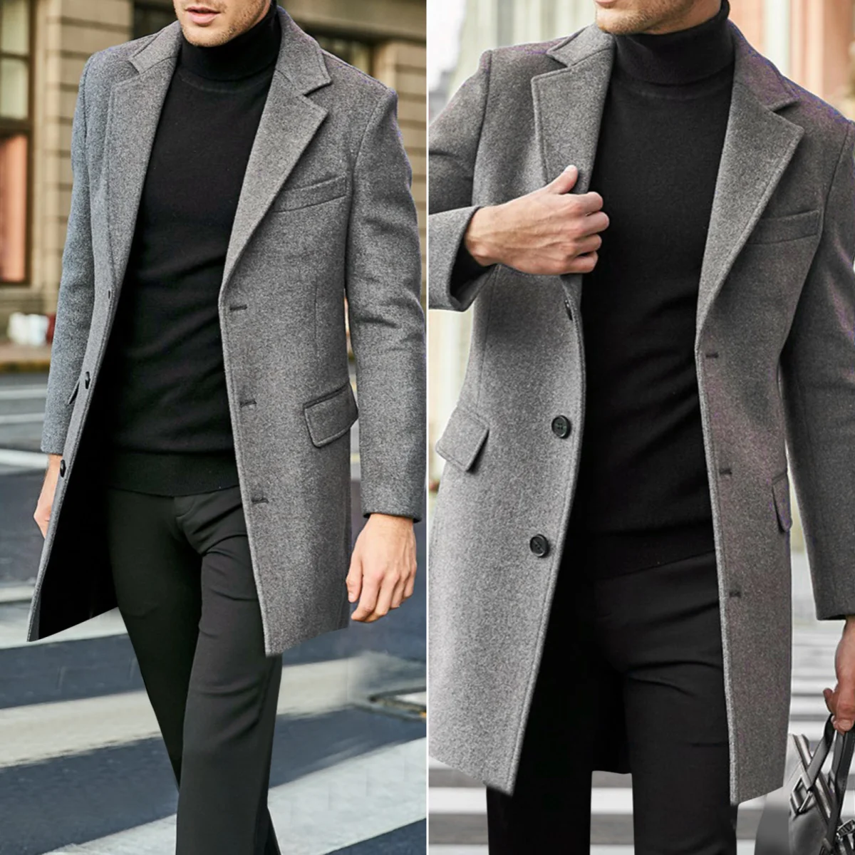 Autumn Winter Men's Casual Wool Coat British Style Men's Long Sleeve Wool Jacket Lined S33e8cdc36a0e4bf19c0086b6c6579edaP
