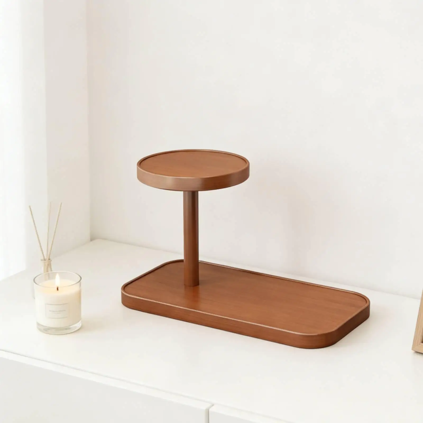 Desktop Cosmetic Stand Space Saving 2-Tier Makeup Organizer Raised Border