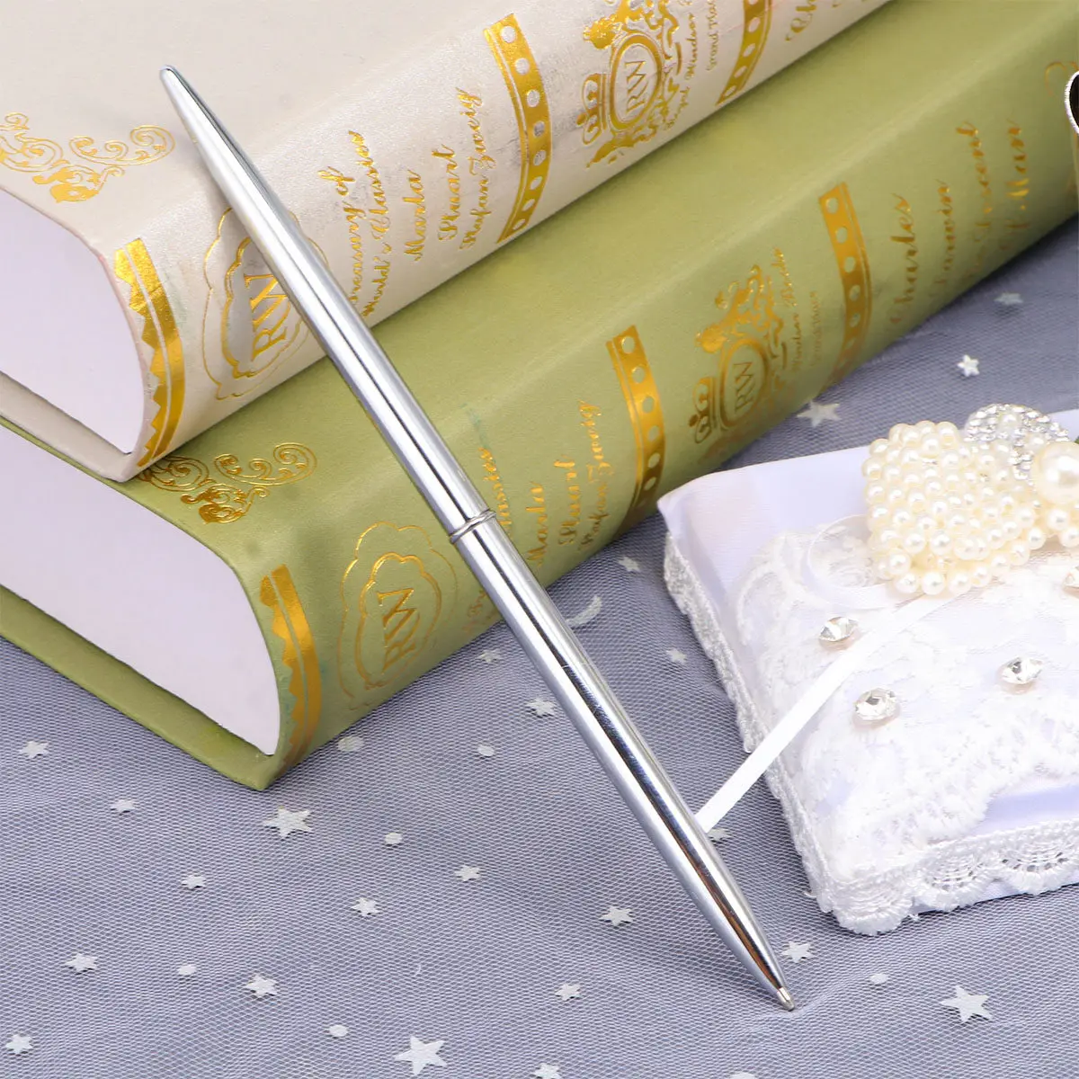 1Pcs Party Pen Stand Wedding Guest Book Accessory Density Board Base Ribbon Bowknot Heart Detail Exquisite Craft Bright Color