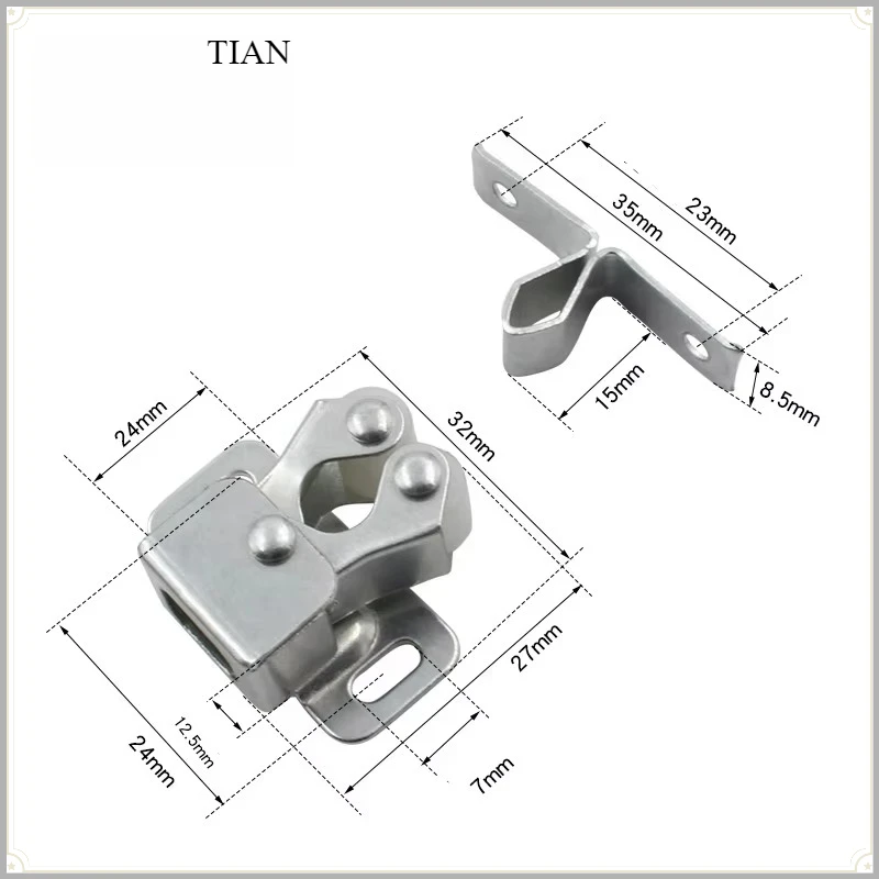 10 Sets Press Wardrobe Door Buckle Cabinet Latches Double Roller Catch Hardware for Furniture,Cupboard,Drawers,Closet Door