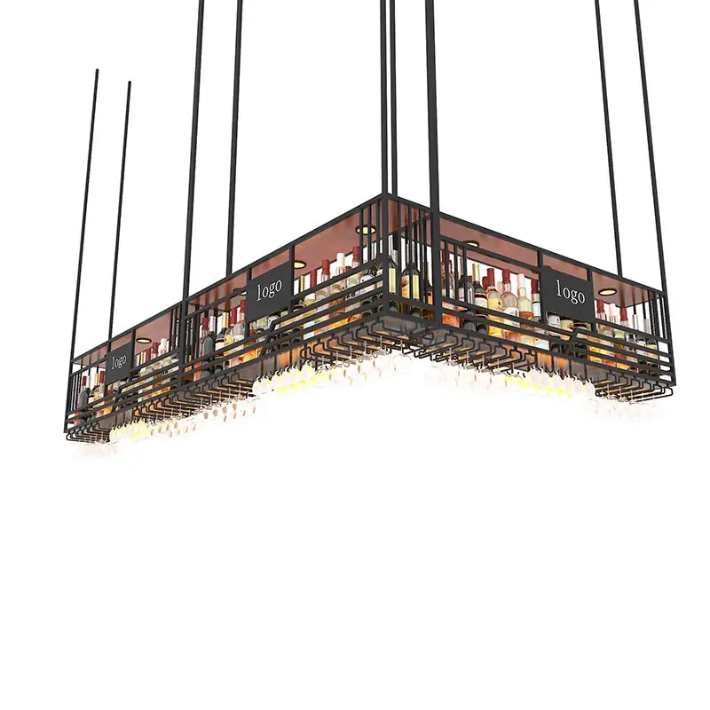 Wine rack hanging cabinet bar counter hanging bar hanging display cup metal decoration wine cabinet 5