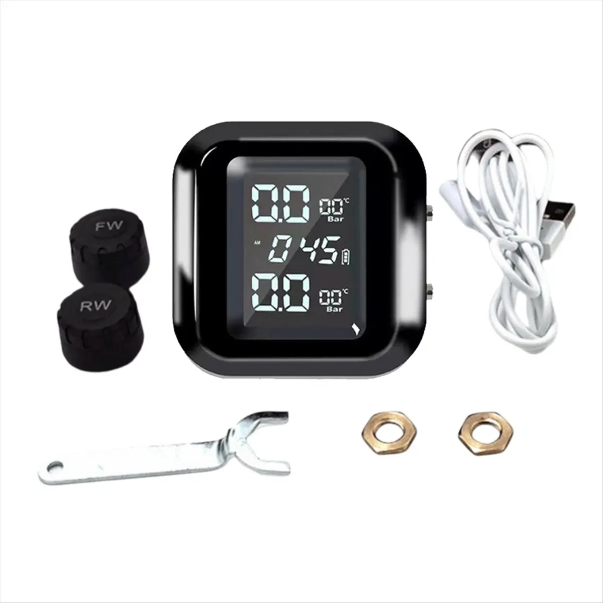 Super Sale Motorcycle External Tire Pressure Sensors Solar Power TPMS Tire Pressure Monitoring System Tire Alarm Digital Display