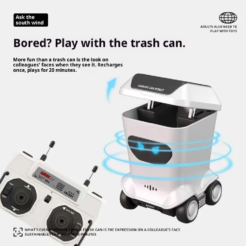 

Mini Desktop Toy Remote Control Car Waste Bin Trendy Plaything Boy Holiday Gift Display Decoration Item RC Vehicle Collectible