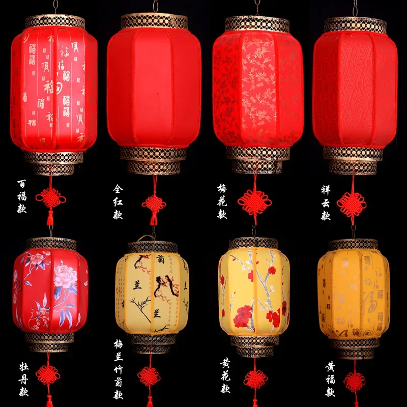 Big Red Lantern Palace Lights Outdoor Waterproof Antique Sheepskin New Year Spring Festival Chinese Iron Advertisement Lantern