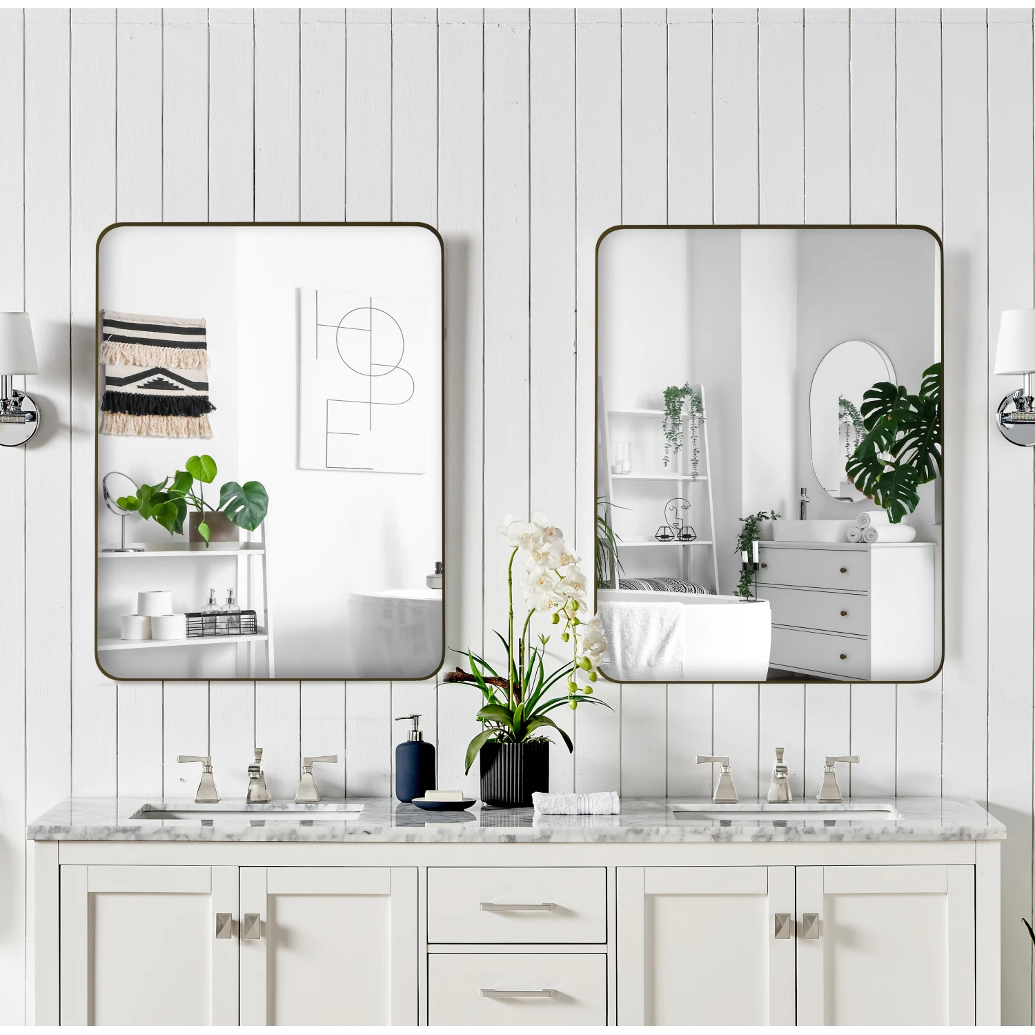 

Black Rectangular Metal Framed Mirror 24x36 Inch for Bathroom, Living Room, Bedroom Wall Decor