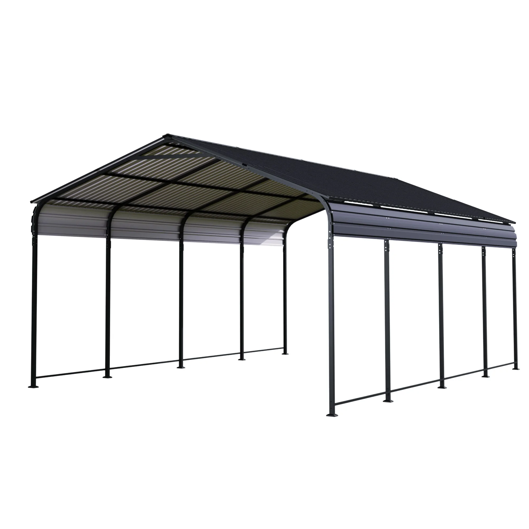 10 x 20 ft steel outdoor home parking sunshade tent, sun and rainproof awning, outdoor galvanized steel hardtop car tent