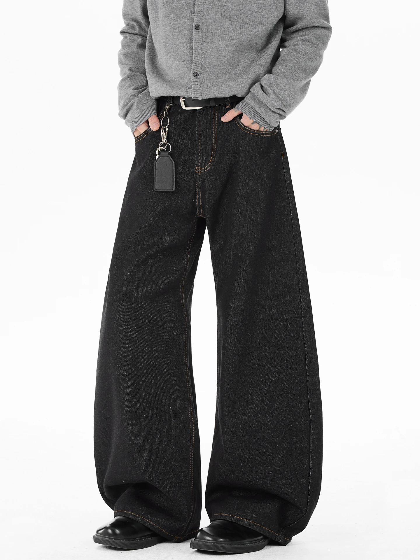 

Retro Loose Fit Men's Denim Jeans American Sle Wide Leg Pants Casual Wear Youth ular Straight Tube Trousers