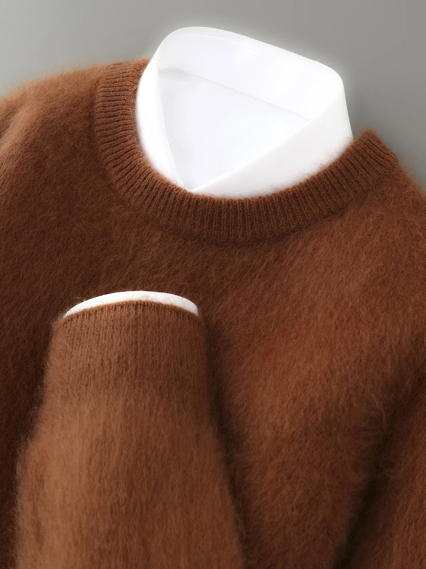 

Мужской свитер из 100% чистой шерсти, вязаный, с круглым вырезом, свободного кроя, утолщенный, с длинными рукавами, повседневный, теплый и комфортный.