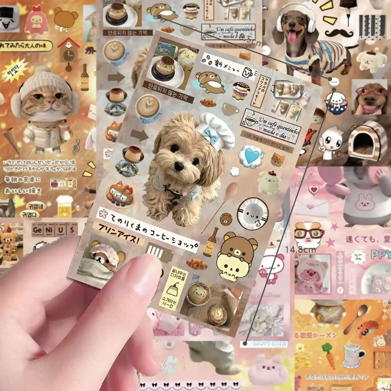 Korean Ins Style Coffee Theme Die Cut Stickers, Aesthetic Healing Bear Stickers, Popular Decorative Stickers for Phone Case