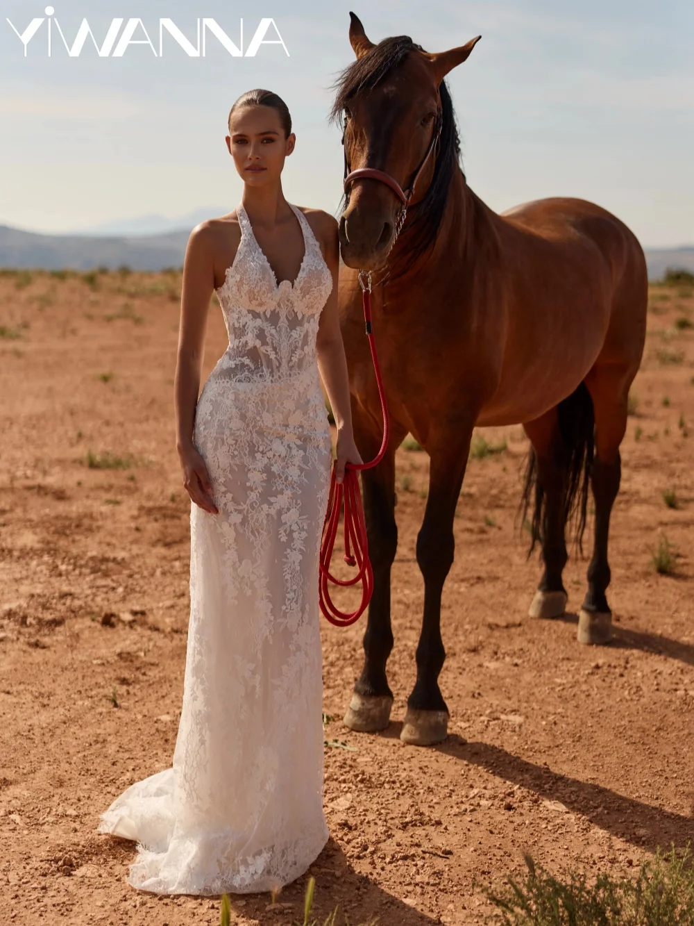 Delicate Floral Lace Halter Wedding Dress Exquisite Shinny Beaded Bridal Gown Customized Dreamy Mermaid Long Dresses For Bride