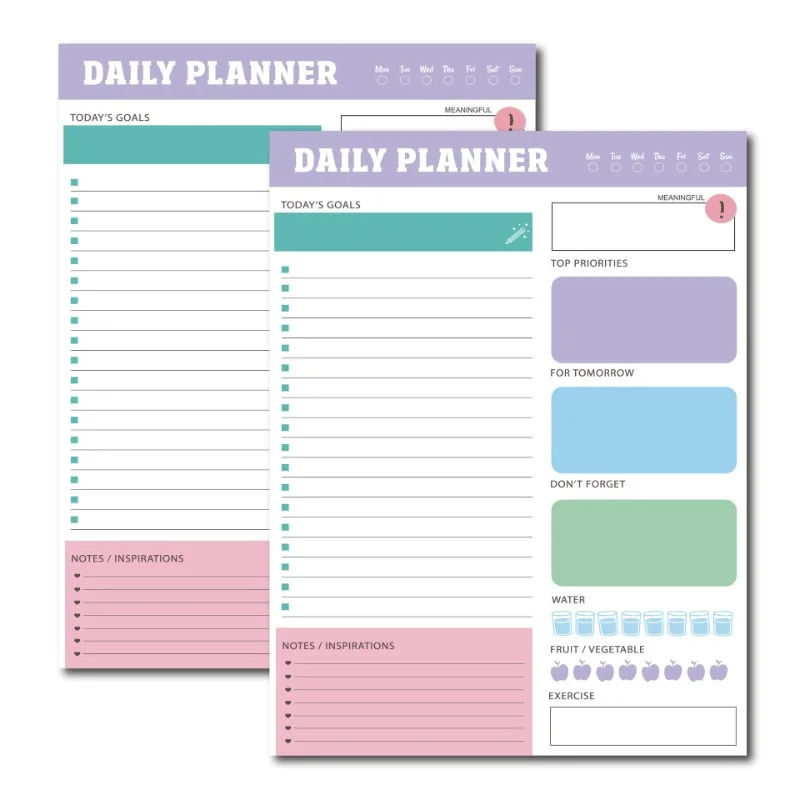 

Daily/Weekly/Monthly Self Discipline Schedule Time Management Plan Notebook Agenda Planner Tearable Page