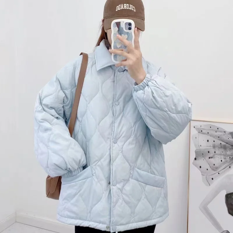 Lightweight Short down Jacket Women's Autumn Winter Outerwear Fashionable Korean Style Loose Fit Warm Straight Tube Shape