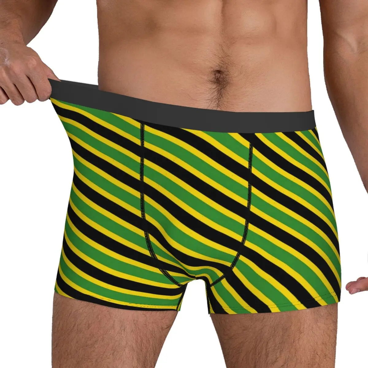 Jamaica Flag Underwear Green Yellow Stripes 3D Pouch High Quality Boxer Shorts Customs Boxer Brief Plain Man Panties Plus Size