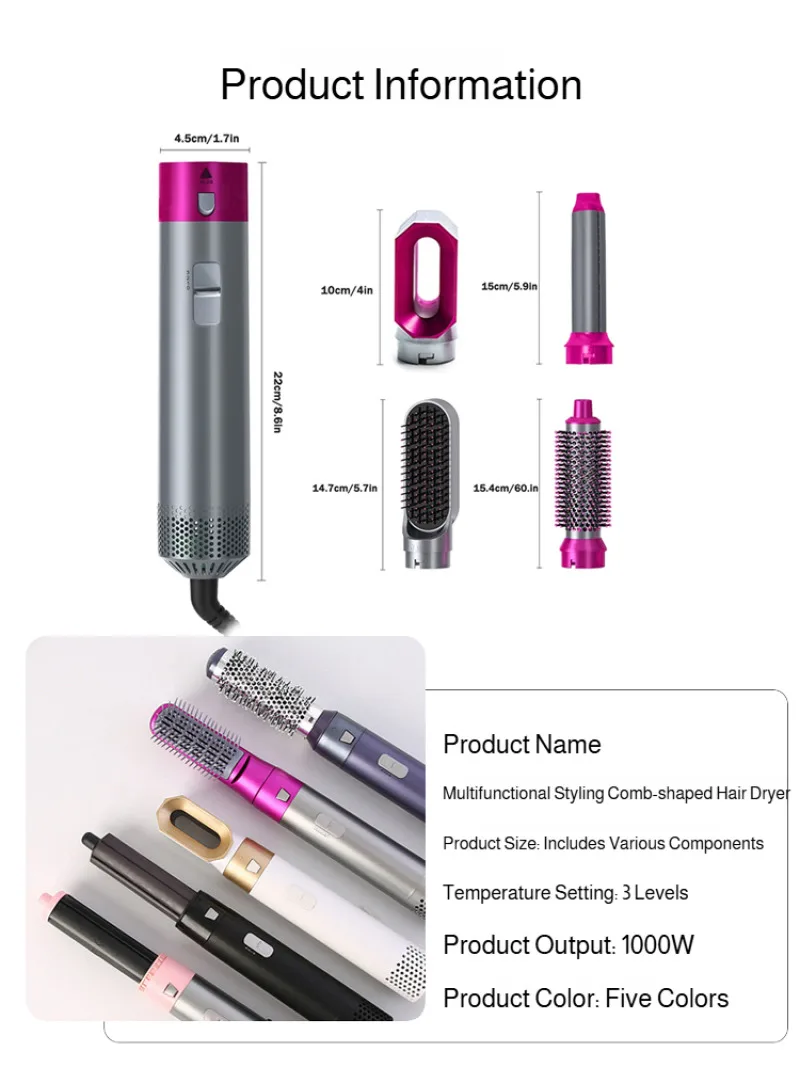 Automatic hair suction blow dryer comb five in one styling easy curling iron multifunctional curling iron hot air comb