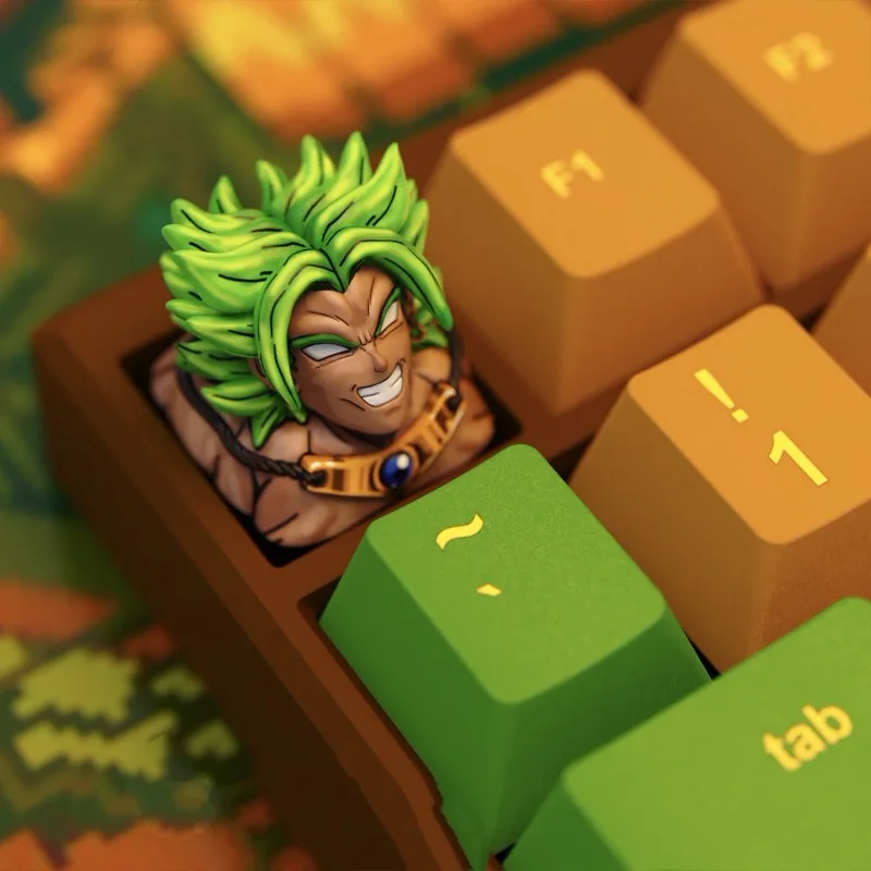 Anime Keycaps Broly Themed Mechanical Keyboard Resin Custom Keycaps 3D Printing DIY Coating PC Gaming Keyboard Cartoon Gifts