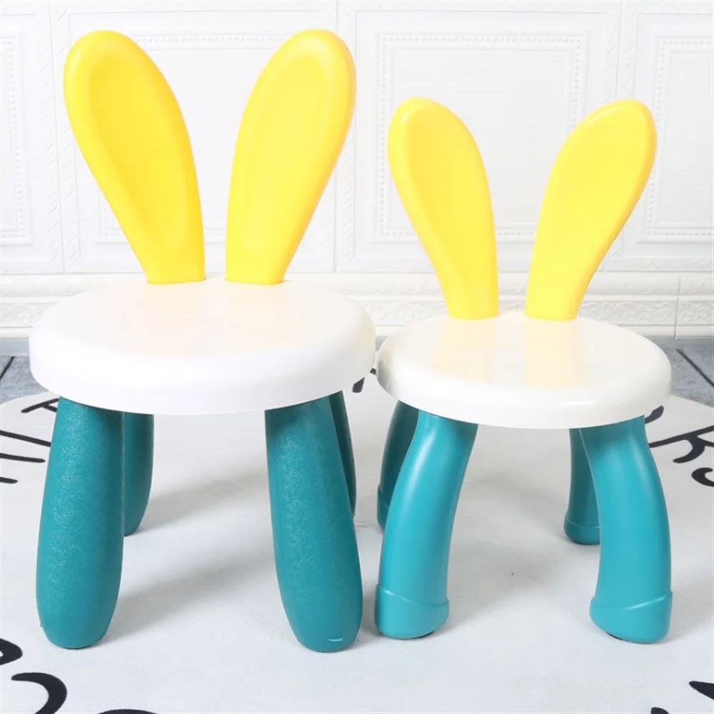 Baby Home Chair Children Stool Plastic Thickened Footboard Indoor Toy Sofa Seat Cute Rabbit Kindergarten Non-slip Kids Furniture