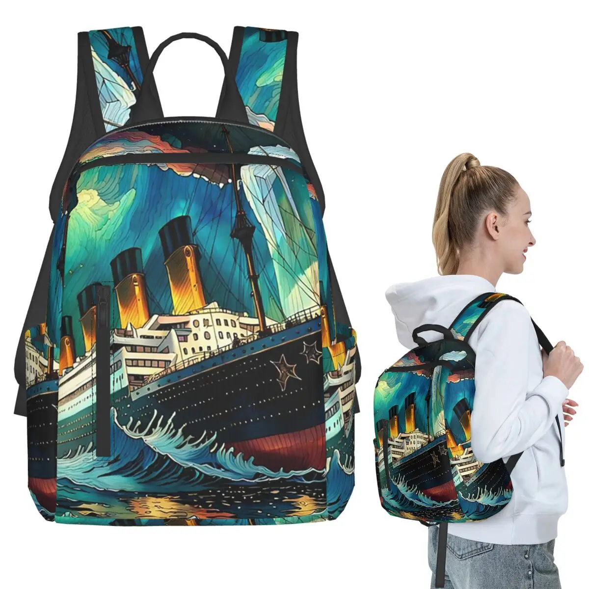 

Titanic Ocean Liner At Sea Backpack Student BookBag Children School Bag Laptop Shoulder Bags Boys Girls