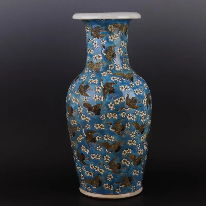 Qing Kangxi фарфоровая ваза с синим сливовым узором, квадратная бутылка, предметы интерьера, антикварные коллекционные вазы для цветов, горшок для растений