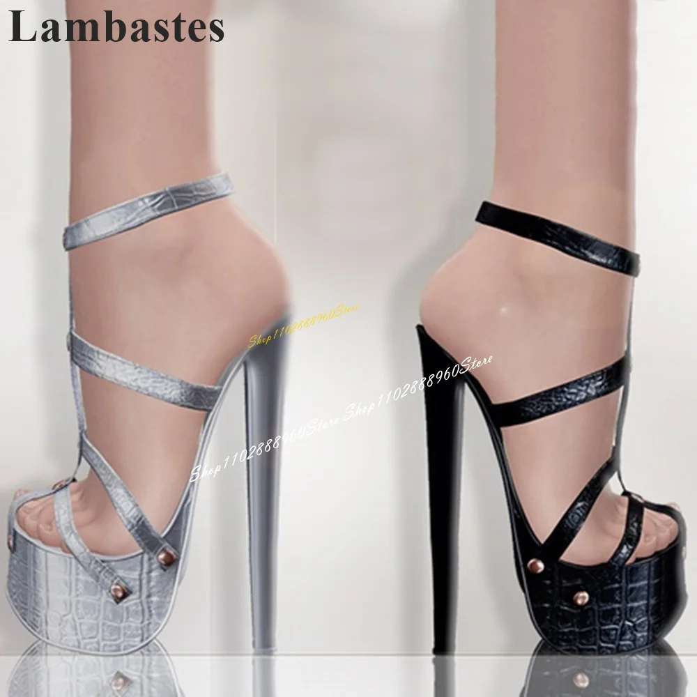 

Stylish Solid T Strap Platform Luxury Sandals Spike High Heel Women Shoes Ankle Buckle Strap Open Toe 2024 Zapatos Para Mujere