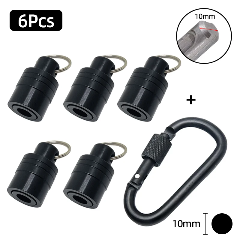 12-Pack Keychain Bit Holder – 1/4" Hex Impact Drill Bit Quick-Change Adapter With Carabiner, Aluminum Alloy In 6 Colors