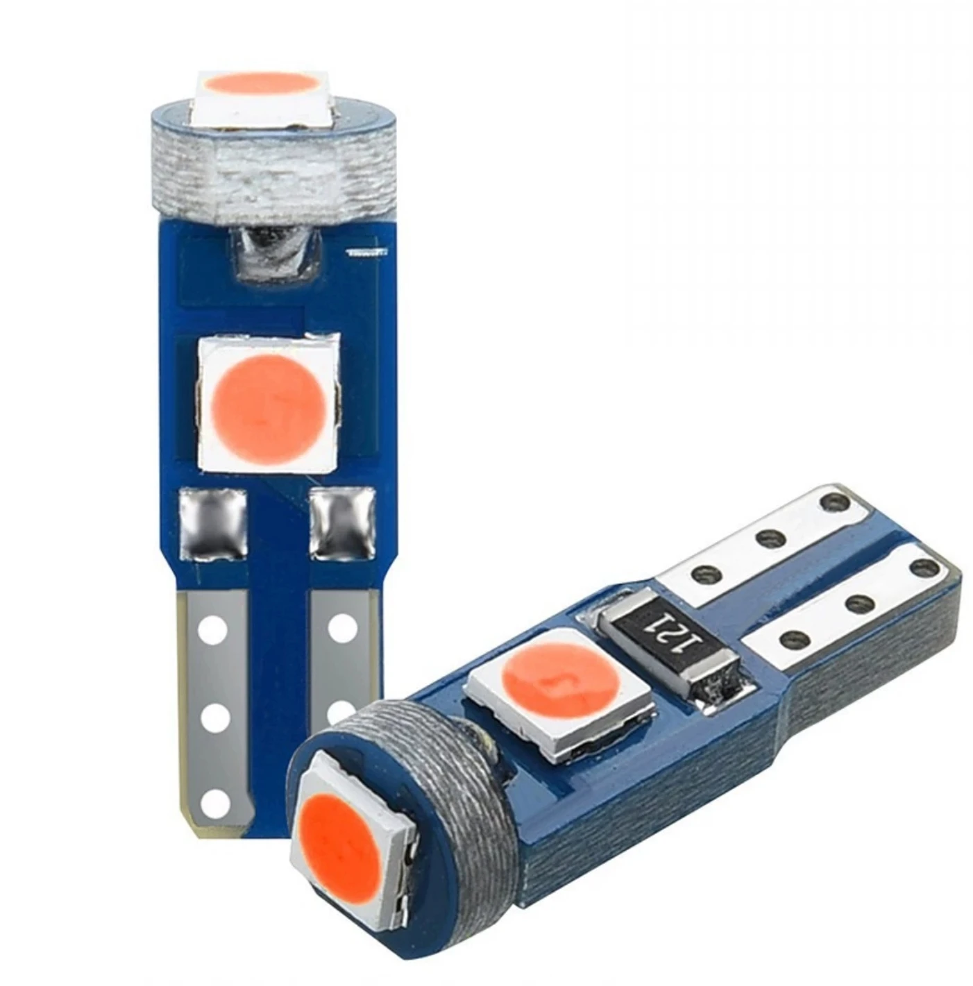 

10 шт. T5 3030 3SMD автомобильная клиновая светодиодная лампа для приборной панели CANBUS без ошибок, освещение номерного знака, украшение постоянного тока 12 В, белый, янтарный, красный