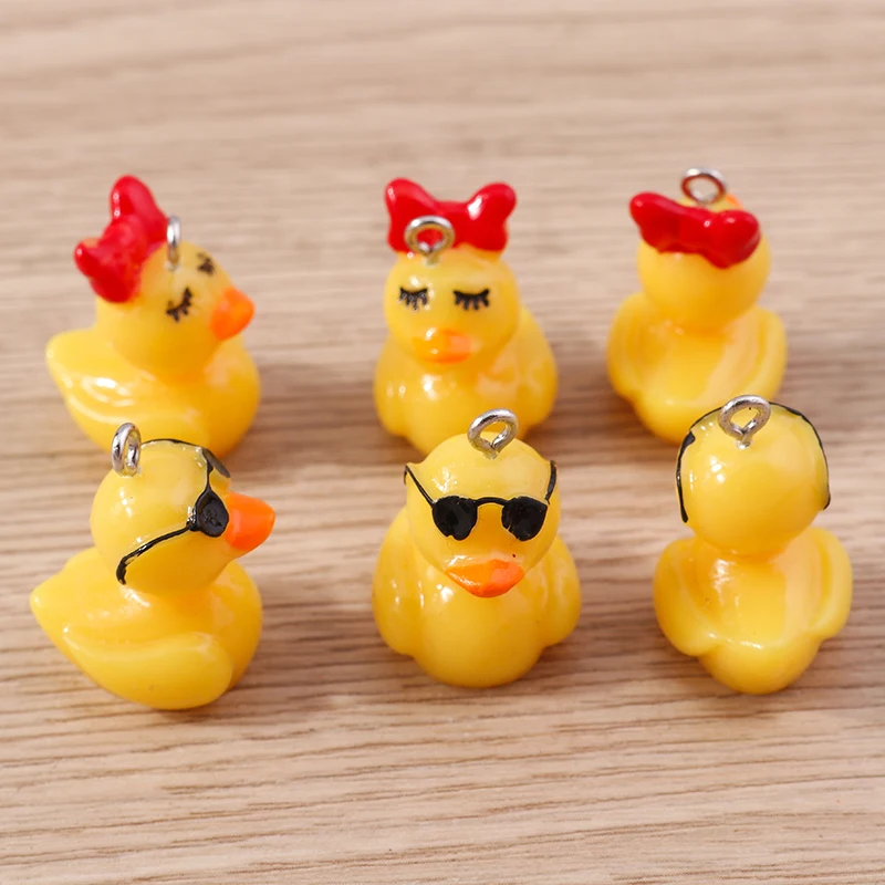 Tusember 10 Stück Niedliche 3D Cartoon Sonnenbrillen Gelbe Enten-Anhänger für Schmuckherstellung DIY Ohrringe Halsketten Armbänder Basteln – Detail 5