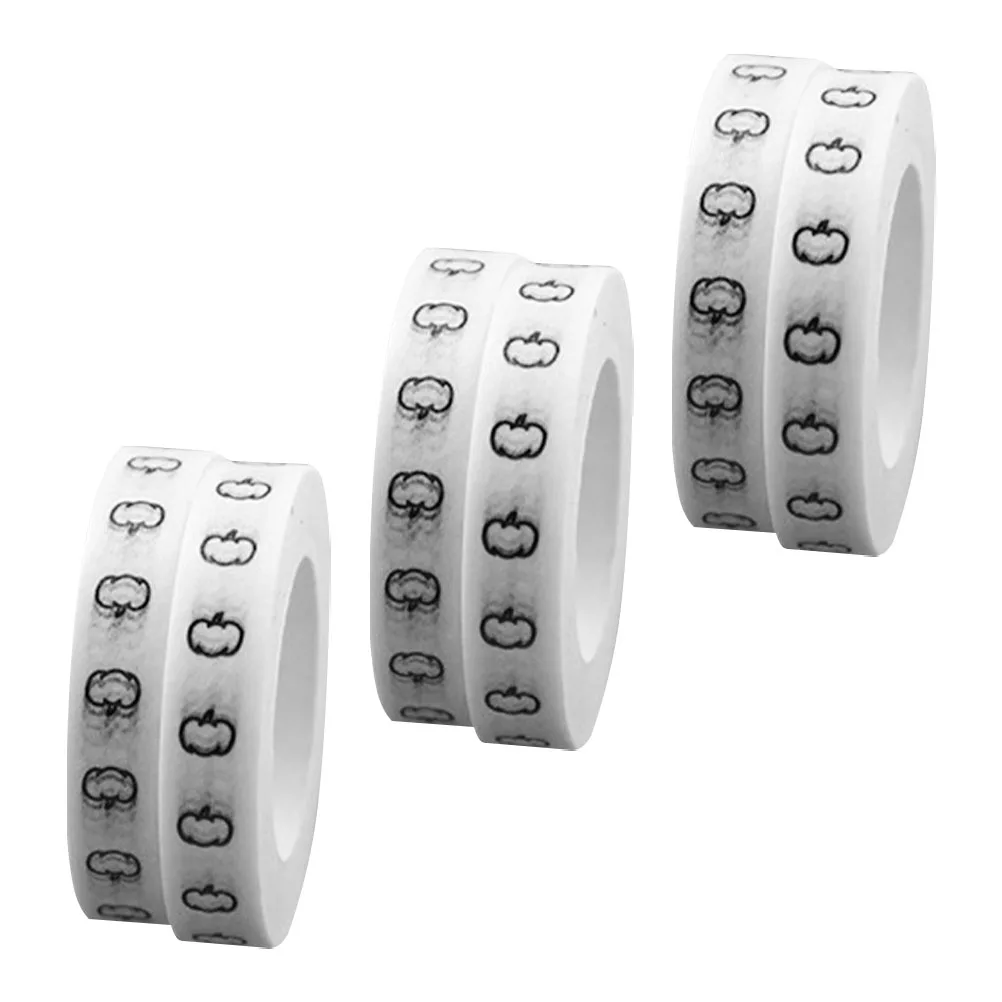 

6 Pcs Colored Pumpkin Pattern Tape Decoration Halloween Scene Tapes Self Adhesive Tags Fall Stickers for Kids