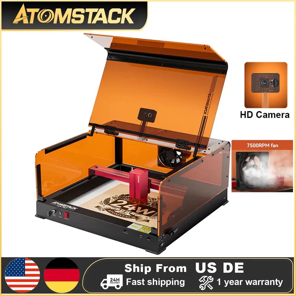 

AtomStack A24 Ultra 120W Laser Engraving Machine With B3 Enclosure+HD Camera+Exhaust Fan,24W Laser Engraver Cutter For Wood