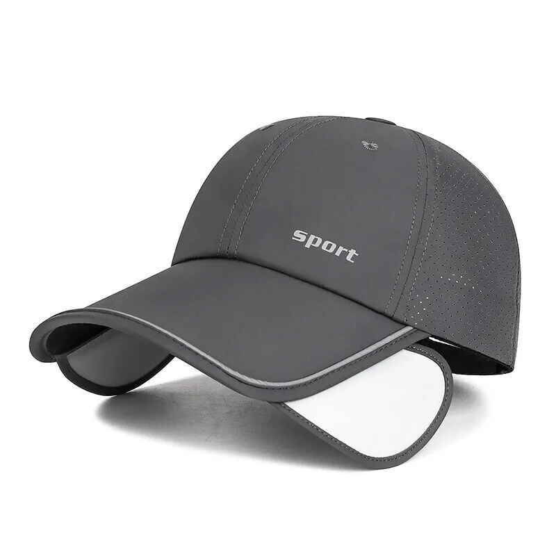 Mesh Back Baseball Cap with Retractable Brim for Men Women UV Sun Protection Breathable Tennis Golf Visors Hats