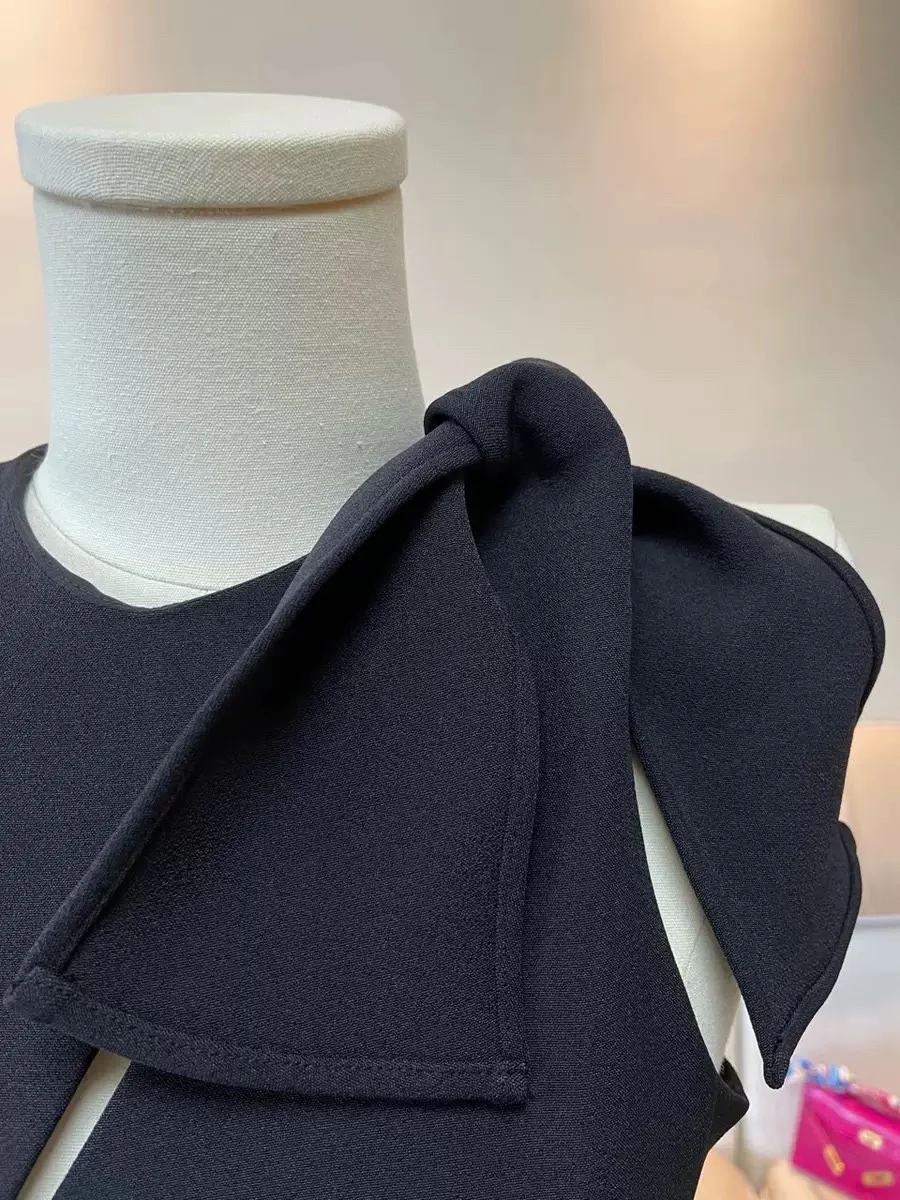Eficácia de emaecimento coreano drama irmã  novo estilo high-end sensação em torno do pescoço envoltório bodycon vestido