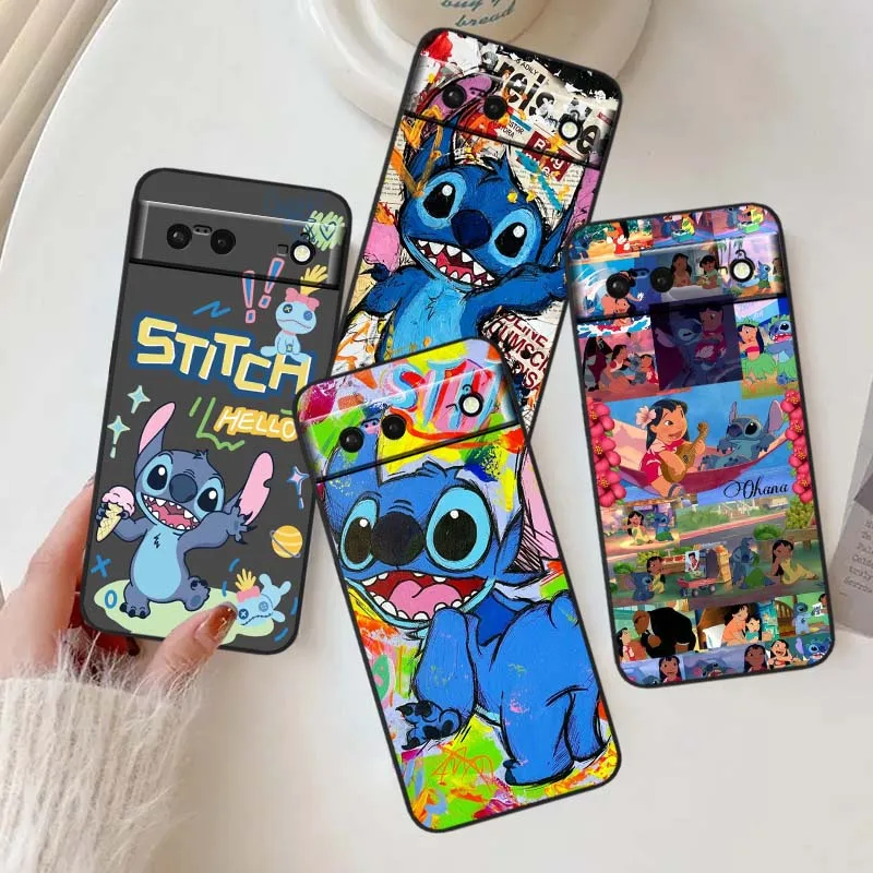 

Couple Stitch Love Disney For Google Pixel 10 9a 9 8A 8 7 7A 6 6A Pro XL 2024 5G Black Soft TPU Silicone Cover