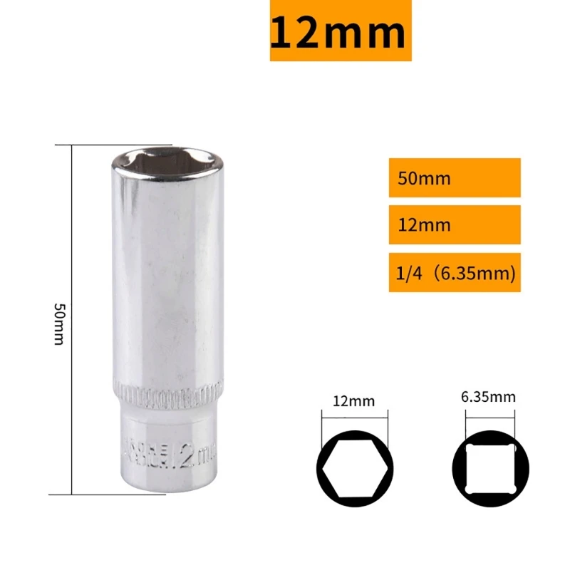 11 Stuks 1/4 Inch Socket Slagmoersleutels Zeshoekige Inbussleutels Converters Elektrische Impact Zeshoekige Standaard