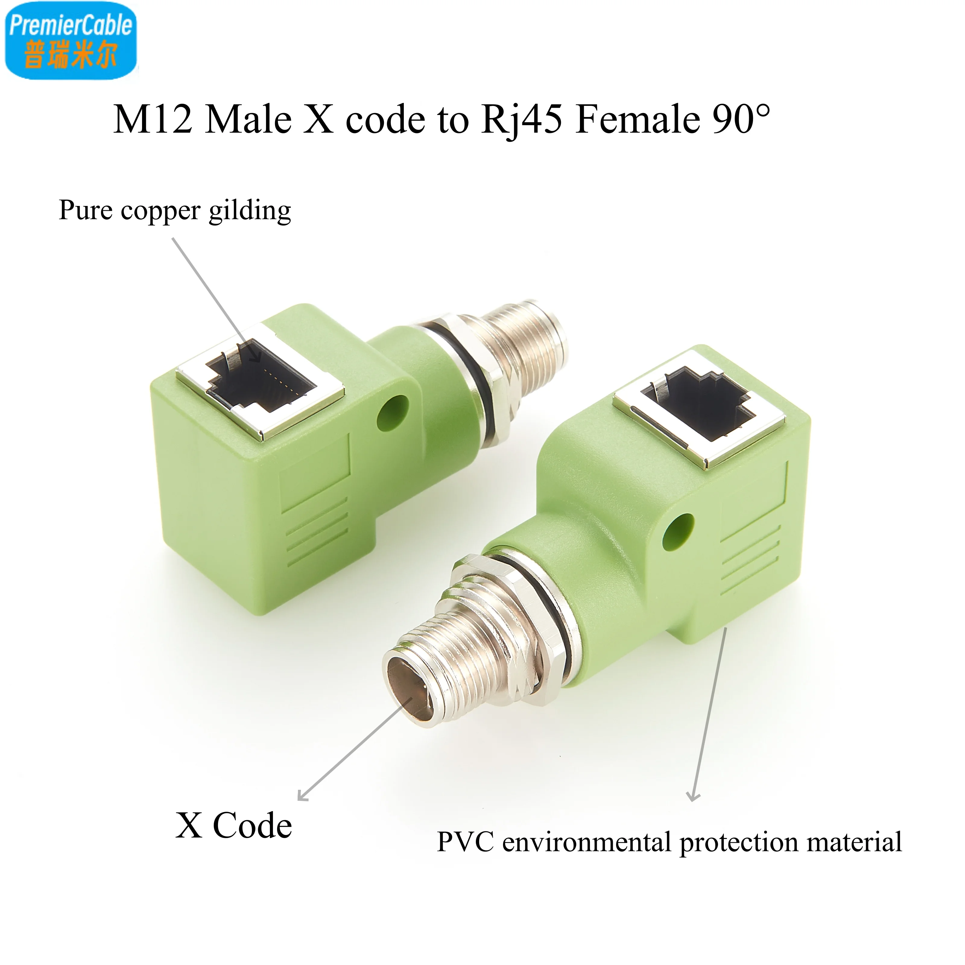 RJ45 Ethernet to M12 Panel Mount Converter 90 Degree M12 8Pin X Coding Male to RJ45 Female Bulkhead Connector for Industrial