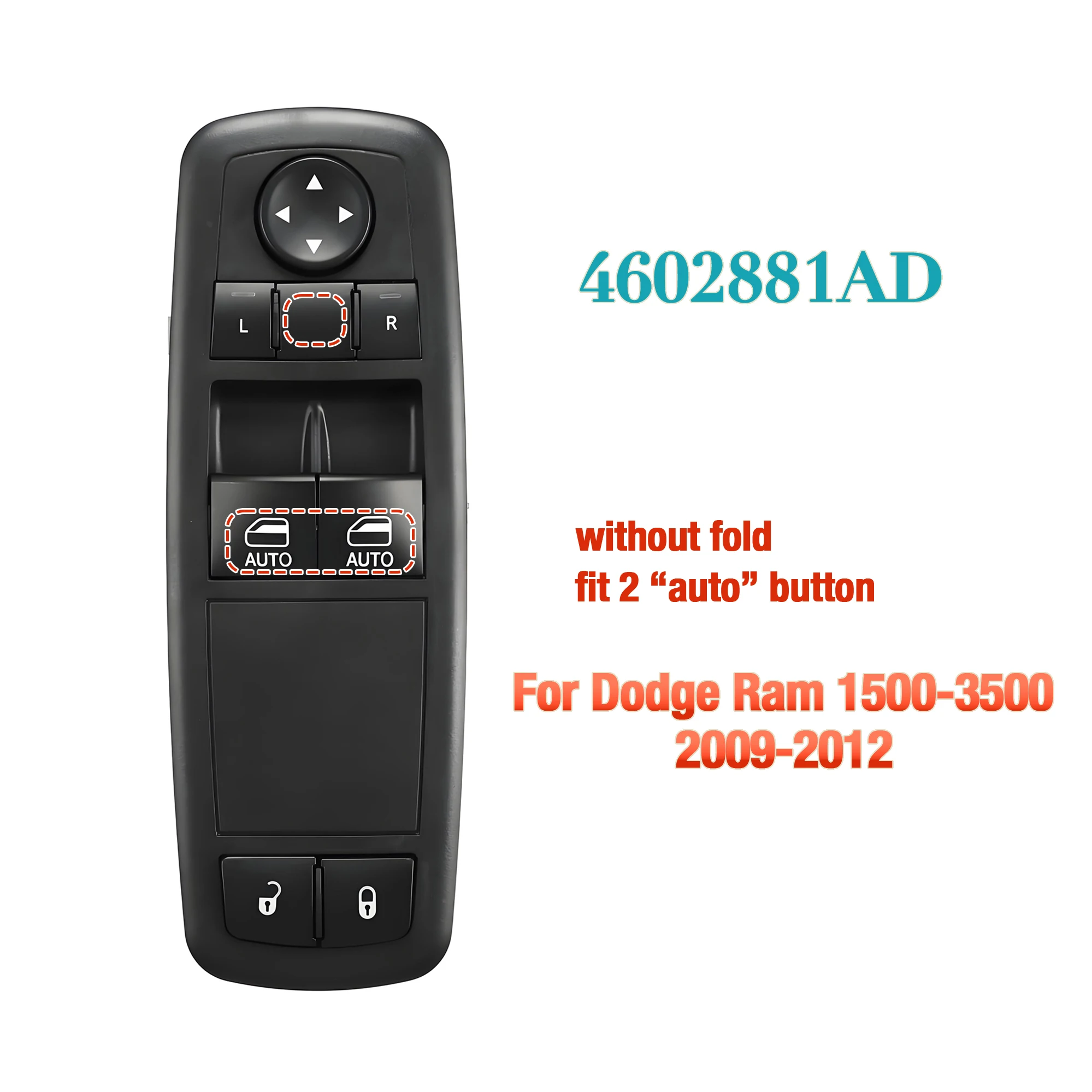4602881AD 68148893AB For Dodge Ram 1500-3500 2009-2012,Front Left Electric Power Window Control Switch Glass Lifter Button