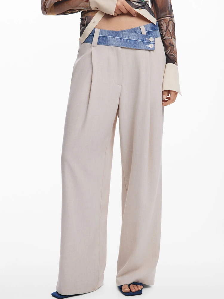 

Повседневные широкие брюки с высокой талией и складками на талии, джинсовые свободные брюки, прямые женские брюки, удобные, мягкие, прочные