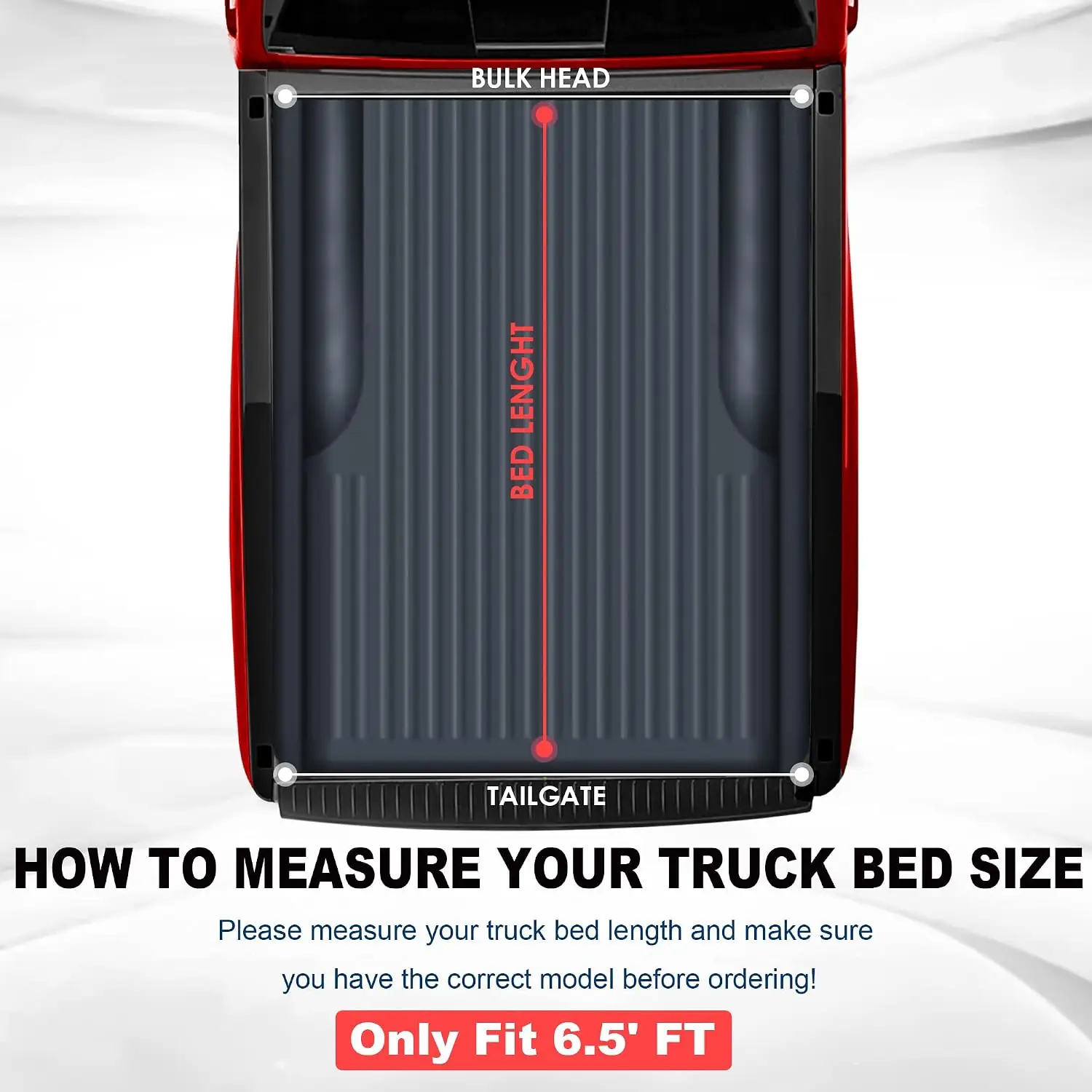 Soft Folding Truck Bed Tonneau Cover – 6.5FT Quad 4th Fold, 78 Inch, Compatible with 2009-2014 Ford F-150 Styleside, Without Utility Track System, Excludes Raptor Series