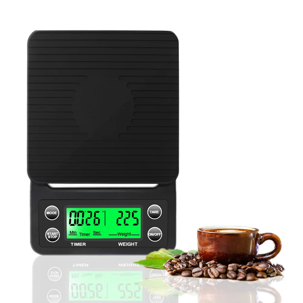 Balance de cuisine numérique haute précision, café goutte à goutte, avec minuterie, écran LCD, 3kg/0.1g 5kg/0.1g