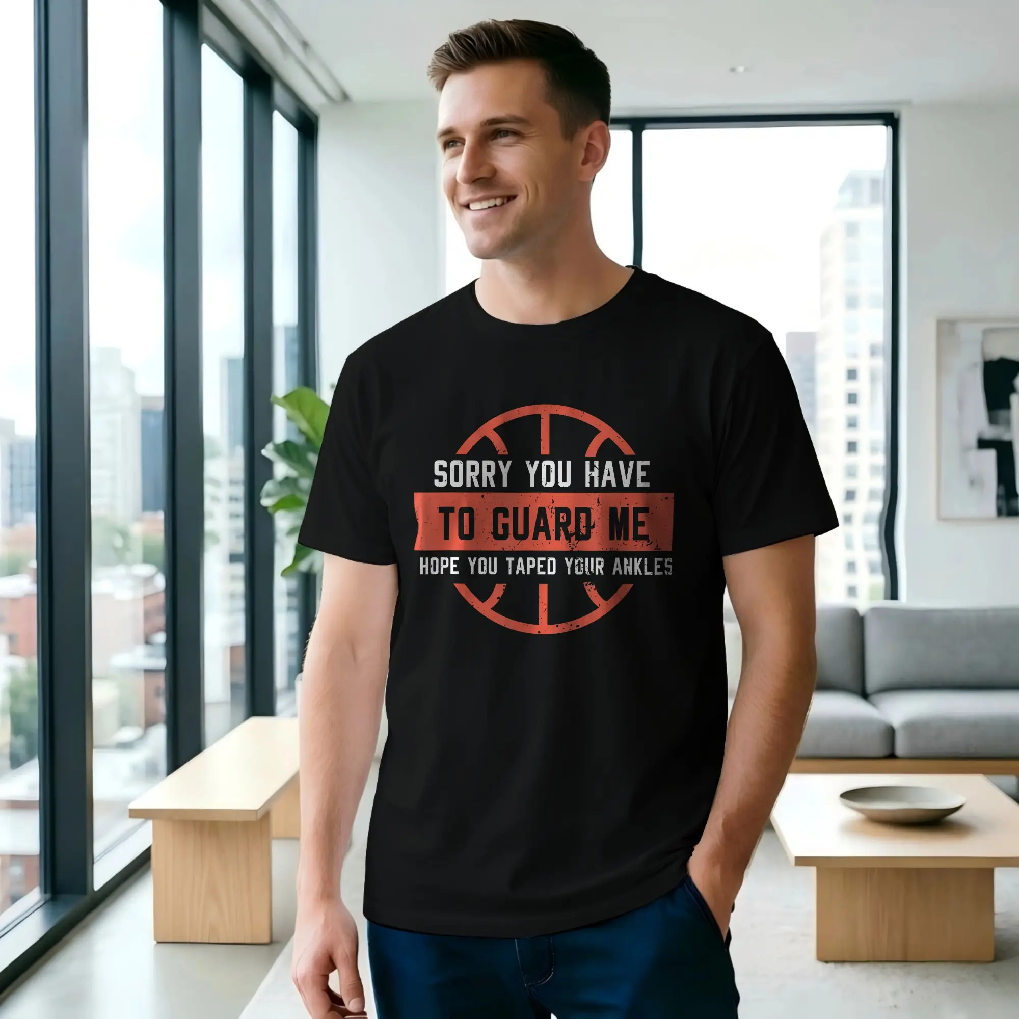 Ankle Breaker I Sorry You Have to Guard Me Men's T Shirt Basketball Tee Shirt Short Sleeve Round Collar Cotton Graphic Printed