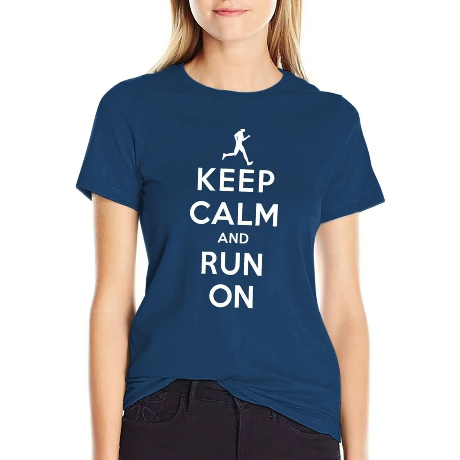 

Keep Calm and Run On (DS/Male) T-shirt lady clothes graphics summer top t shirts for Womens