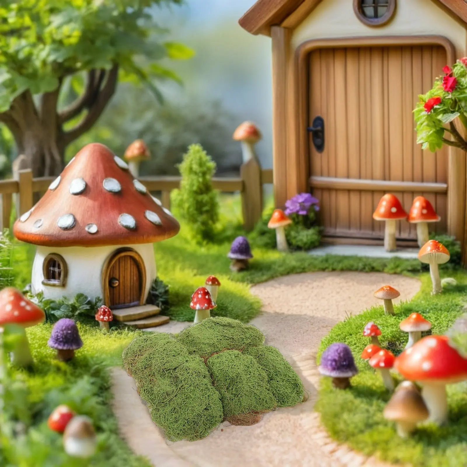 4Pcs Lifelike Artificial Moss Stones Fake Moss Covered Stones for Indoor Decor Office Living Room Bookshelf Micro Landscape DIY