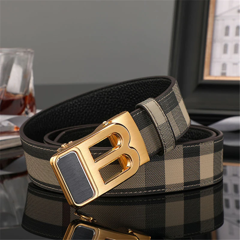 2024 High Quality Luxury Brand Designer Canvas Belts Male Automatic business Men belts Genuine Leather Belt for men Strap Jeans