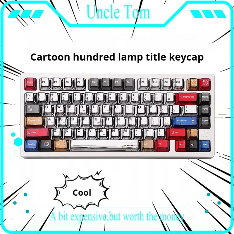 

Comic Style Mechanical Keyboard Keycaps Pbt Material Heat Sublimated 130 Keys Originally Highly Compatible Most Mechanical Keys