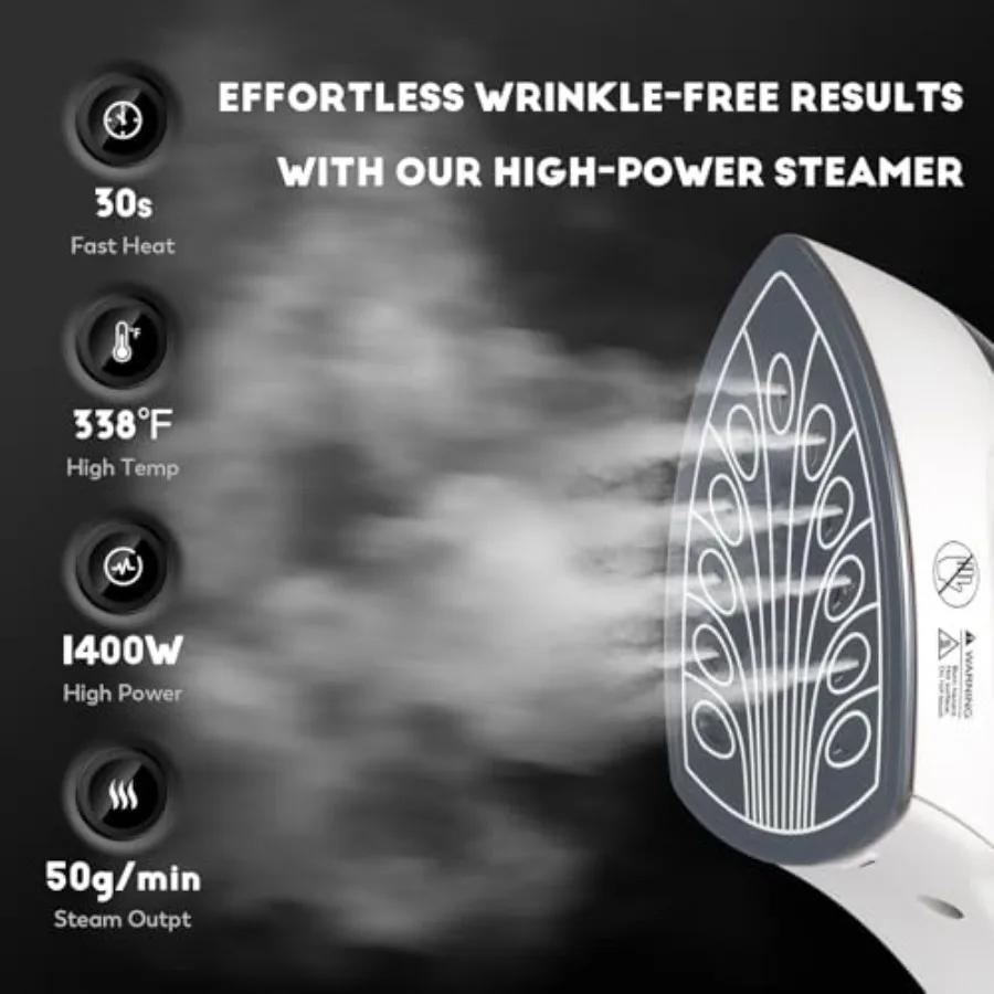 Stojący parownik do ubrań z funkcją płaskiego żelazka: Szybkie nagrzewanie w 25 sekundach, ciągły strumień pary przez 1 godzinę, mocny parownica Inc.