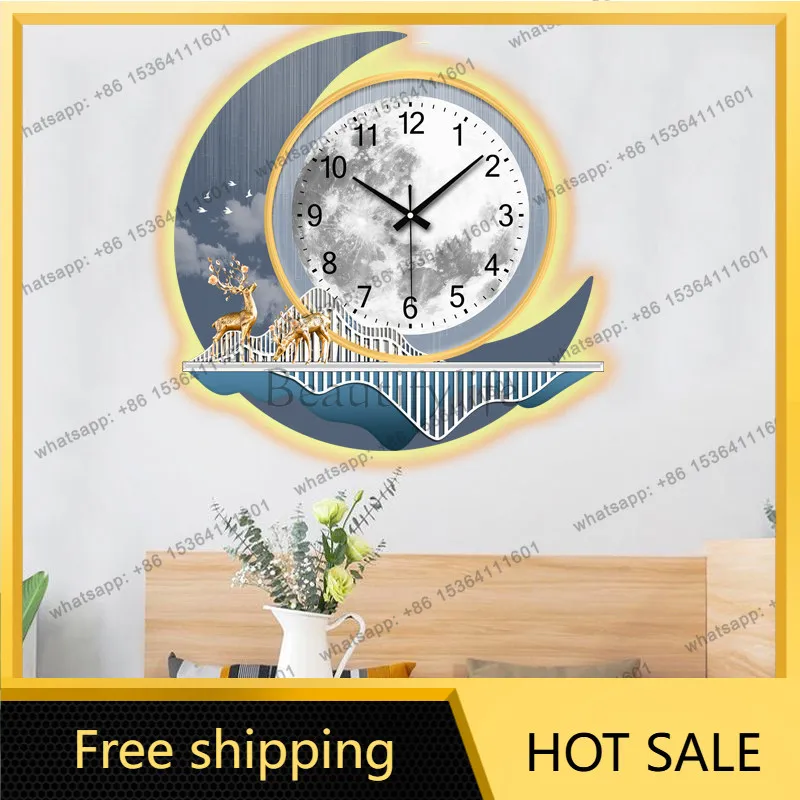 LJY Nordic Luxury Silent Wall Clock Art Decor Fashion Aesthetic Wall Watch For Living Room Home Interior Decoration