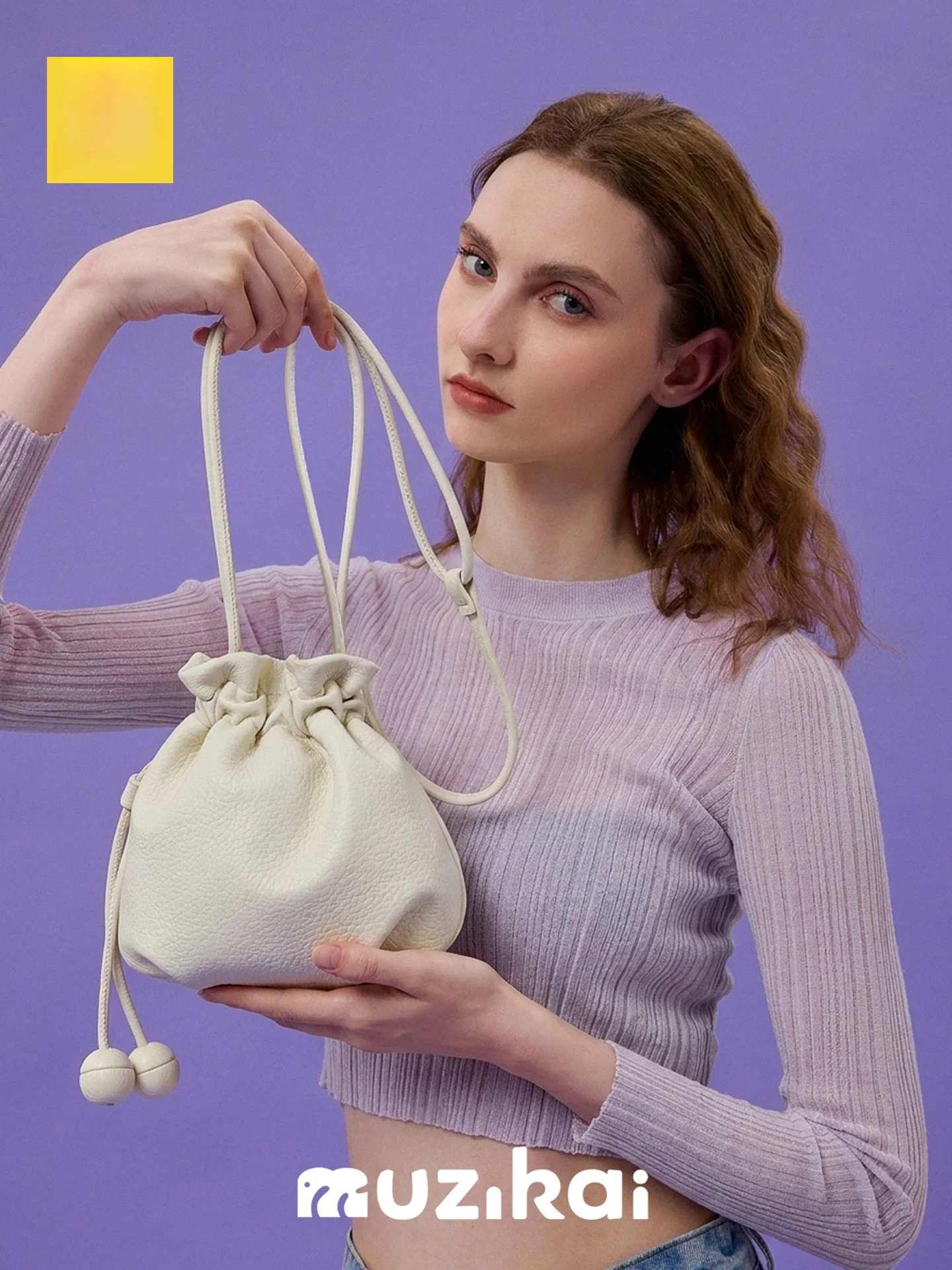 MuziKai Women's Bucket Bag Commuter Fashion Polka Dot Versatile Crossbody Bag 2026 New Autumn Collection Medium Hardness