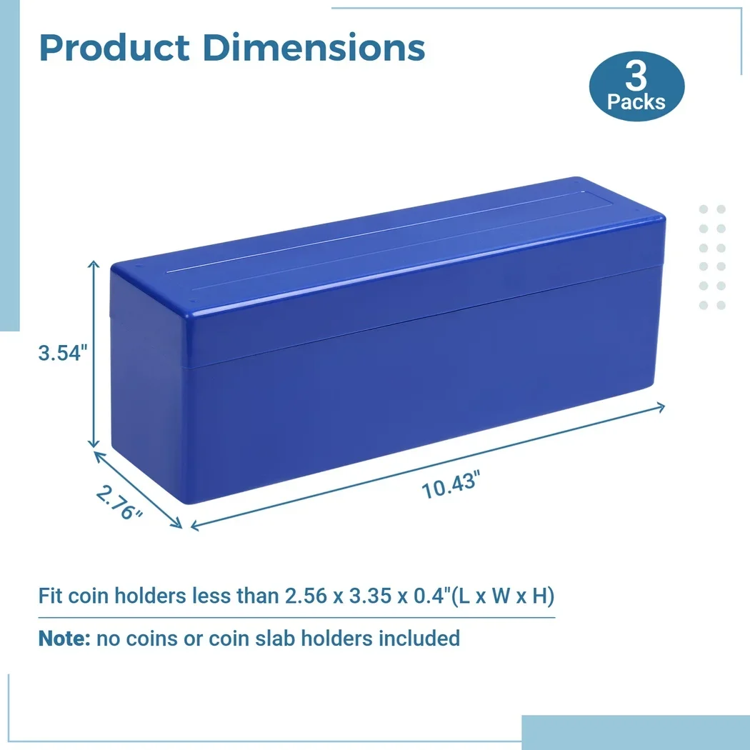 Coin Slab Storage Boxes, Storage Cases Set, Compatível com PCGS, NGC, PMGab titulares, Moedas, 60, 3Pcs