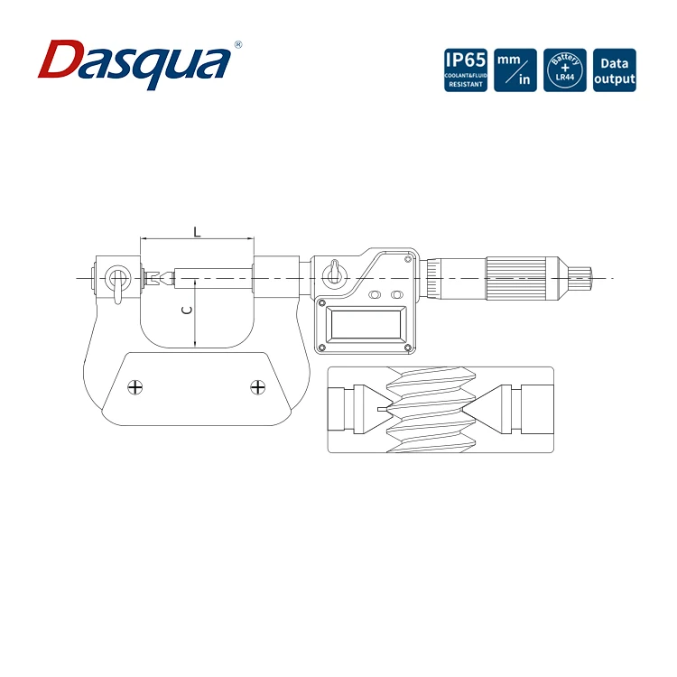 0-25mm 0.001 Graduation  Non-rotating Spindle Type Digital Screw Thread Micrometer