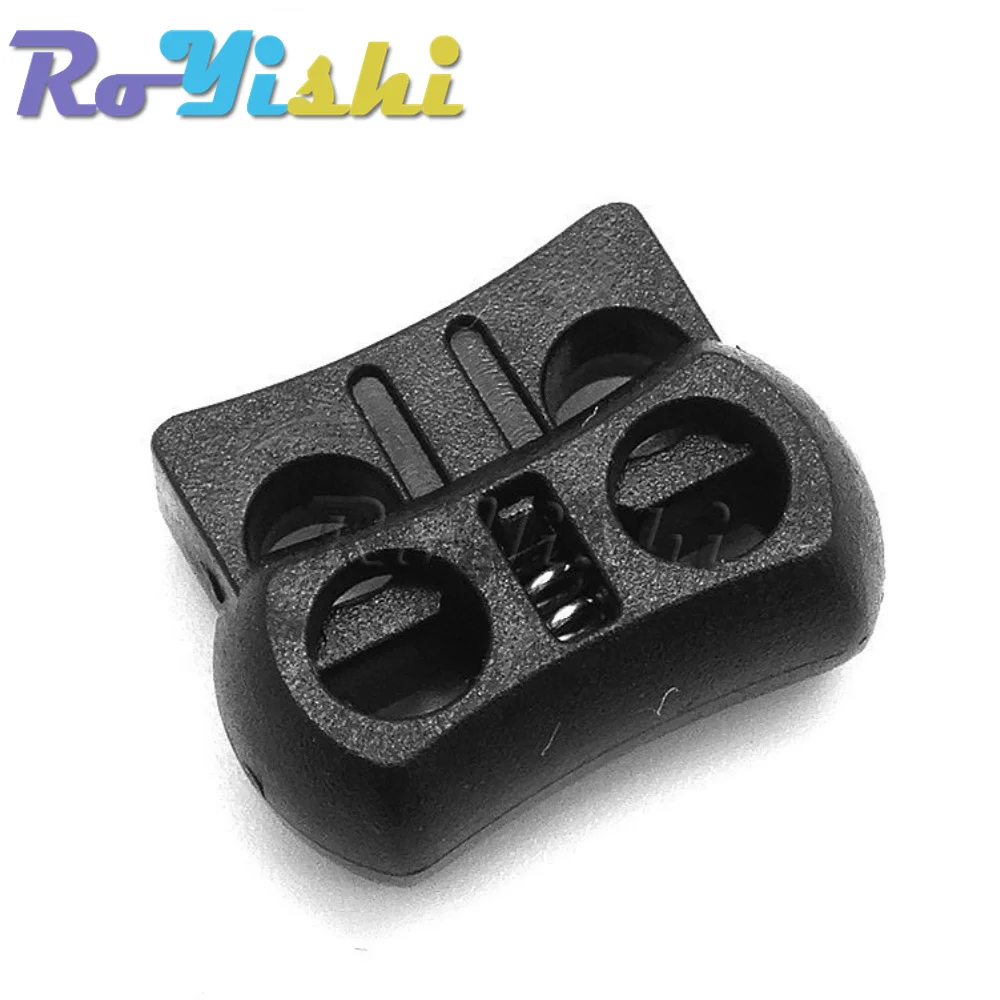 10 Pcs/Pack 2 Holes Cord Lock Toggle Stopper Plastic toggle clip  Black 15mm*20mm*7.5mm